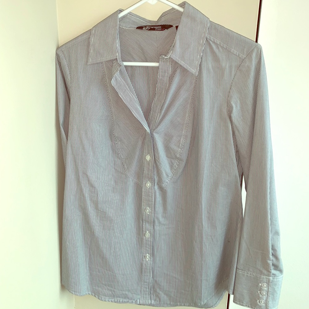 Classic blue and white striped blouse
